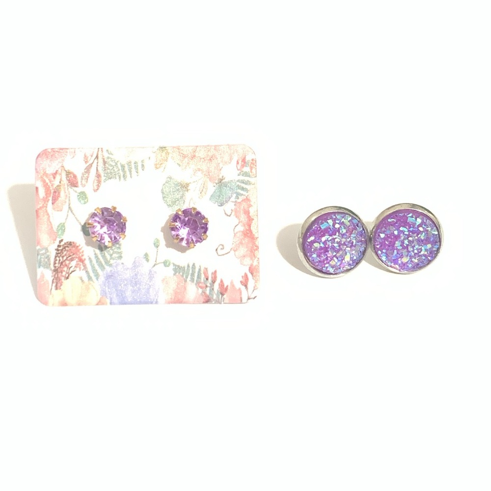 New Purple Stud Earrings Bundle